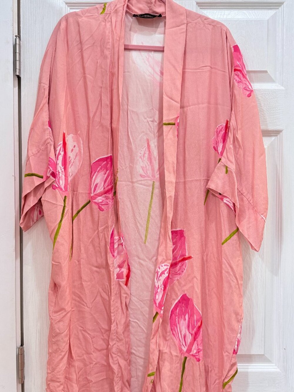 NWOT Lexbreezy Hawaii pink anthurium kimono one size
